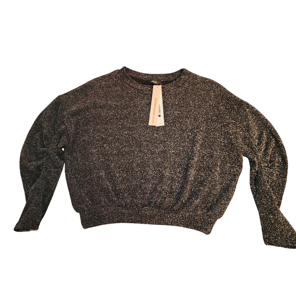 NWT AQUA Metallic Cropped Sweater Bloomingdale's Size Medium